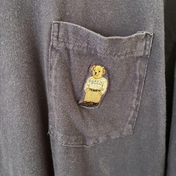 Vintage Polo Ralph Lauren Shirt Mens XL Blue Teddy Bear Long Sleeve Tee Designer - Picture 6 of 10